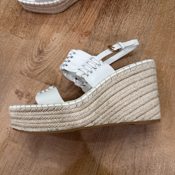 Veronica Beard Riya Woven Leather Wedge Espadrilles 9 - Picture 4 of 8